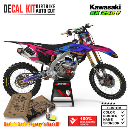 Decal Kit Supermoto Dirtbike KX 250 Sunset 6 Kawasaki Graphic Motocross