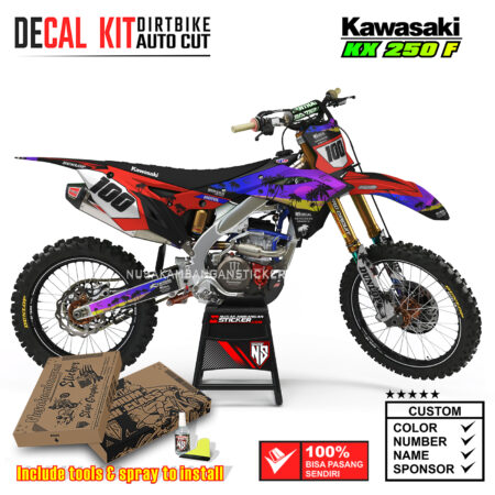 Decal Kit Supermoto Dirtbike KX 250 Sunset 8 Kawasaki Graphic Motocross