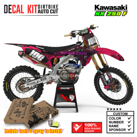 Decal Kit Supermoto Dirtbike KX 250 Teal Pink Kawasaki Graphic Motocross