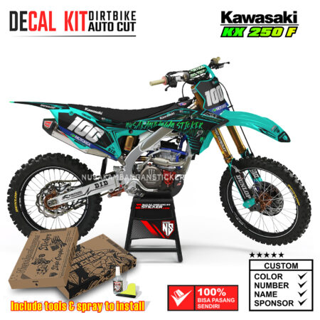 Decal Kit Supermoto Dirtbike KX 250 Tosca Teal Kawasaki Graphic Motocross