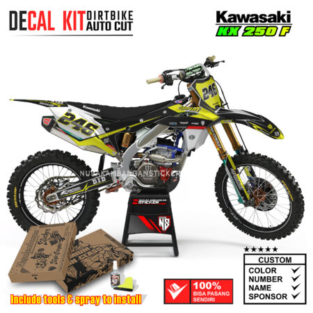Decal Kit Supermoto Dirtbike KX 250 Yelow Sprint Kawasaki Graphic Motocross