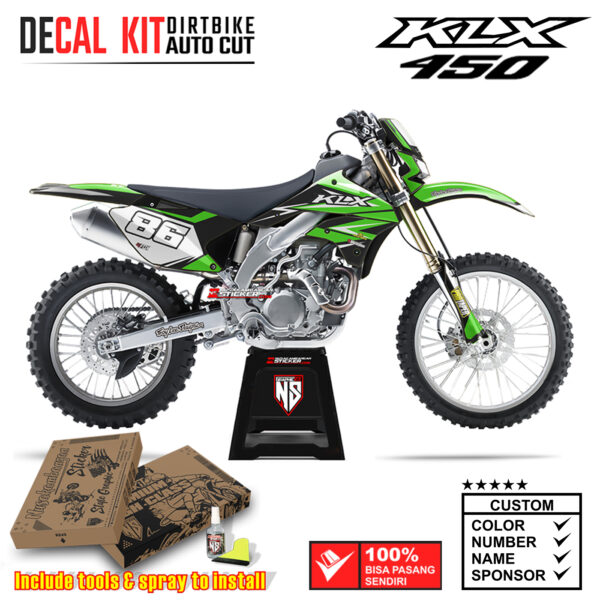 Decal Kit Supermoto Dirtbike Kawasaki KLX 450 Eighty Six Craft Green 02