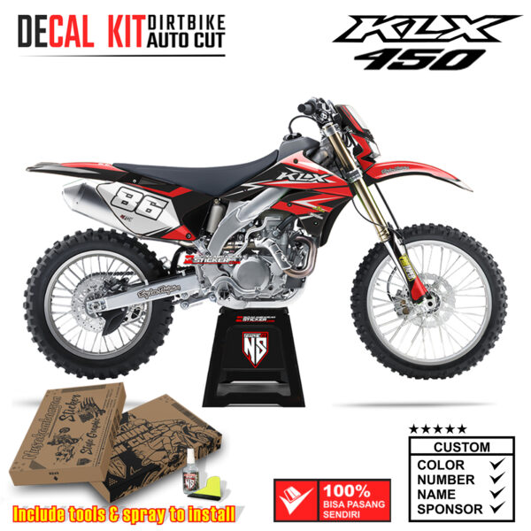 Decal Kit Supermoto Dirtbike Kawasaki KLX 450 Eighty Six Craft Red