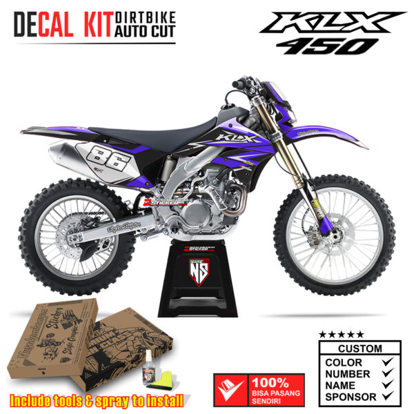 Decal Kit Supermoto Dirtbike Kawasaki KLX 450 Eighty Six Purple Craft