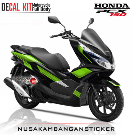 Decal Sticker Honda PCX 150 New Hitam Grafis Hijau 02 Stiker Full Body