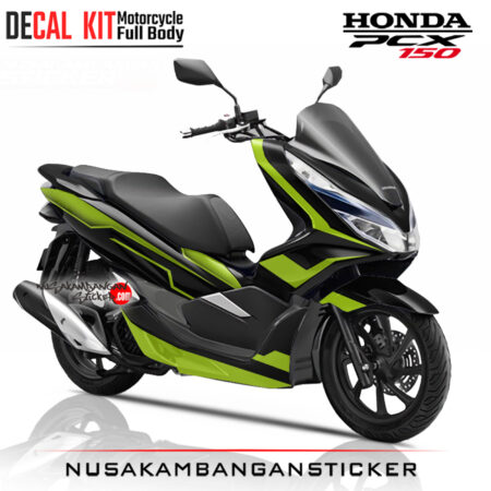 Decal Sticker Honda PCX 150 New Hitam Grafis Hijau Stiker Full Body