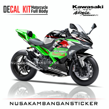 Decal Sticker Kawasaki All New Ninja 250 Fi 2018 Banteng Hijau Merah 05 Modifikasi Stiker Full Body