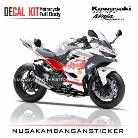 Decal Sticker Kawasaki All New Ninja 250 Fi 2018 Ferari Putih 05 Modifikasi Stiker Full Body