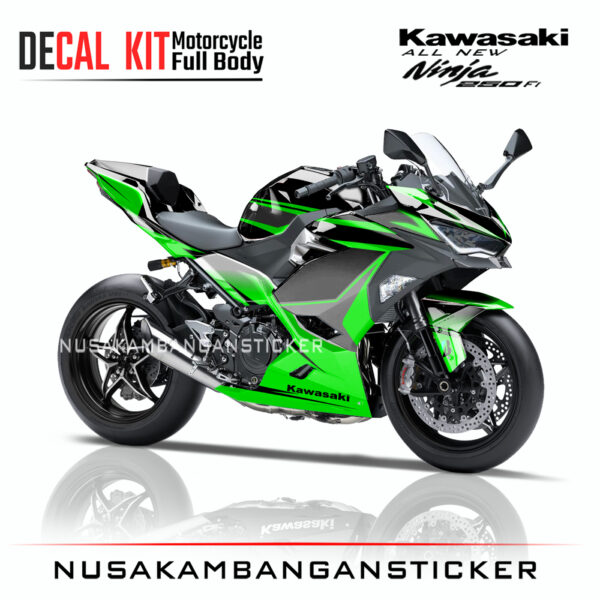 Decal Sticker Kawasaki All New Ninja 250 Fi 2018 Grafis Hijau 02 Modifikasi Stiker Full Body