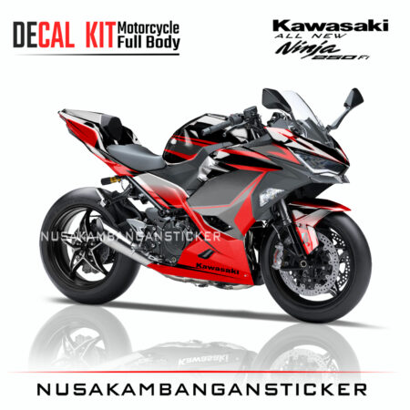 Decal Sticker Kawasaki All New Ninja 250 Fi 2018 Grafis Merah 03 Modifikasi Stiker Full Body