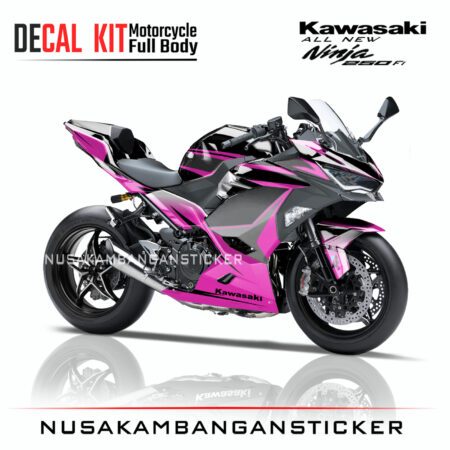 Decal Sticker Kawasaki All New Ninja 250 Fi 2018 Grafis Pink 01 Modifikasi Stiker Full Body