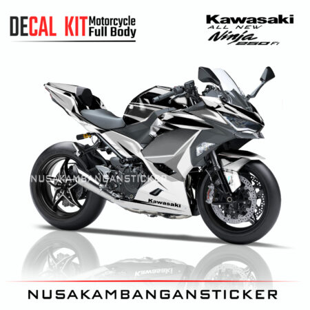 Decal Sticker Kawasaki All New Ninja 250 Fi 2018 Grafis Putih 04 Modifikasi Stiker Full Body