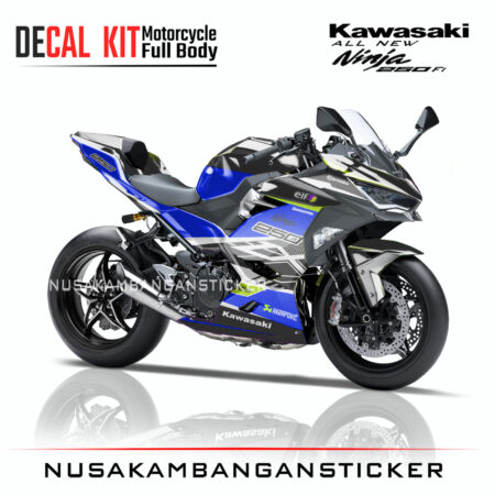 Decal Sticker Kawasaki All New Ninja 250 Fi 2018 Hitam Biru 04 Modifikasi Stiker Full Body