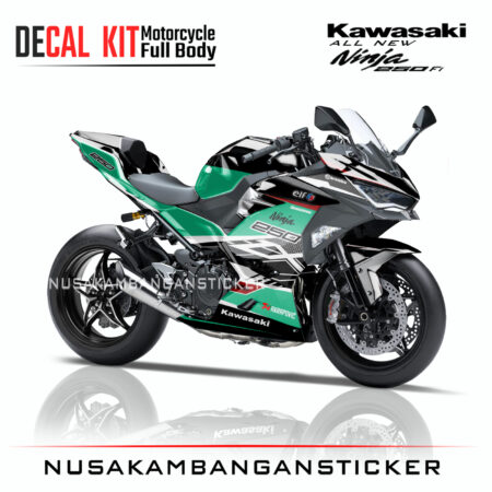 Decal Sticker Kawasaki All New Ninja 250 Fi 2018 Hitam Hijau 01 Modifikasi Stiker Full Body