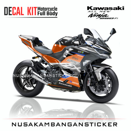 Decal Sticker Kawasaki All New Ninja 250 Fi 2018 Hitam Oren 03 Modifikasi Stiker Full Body