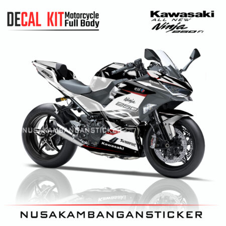 Decal Sticker Kawasaki All New Ninja 250 Fi 2018 Hitam Putih 05 Modifikasi Stiker Full Body