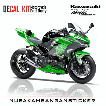 Decal Sticker Kawasaki All New Ninja 250 Fi 2018 Kanji Hijau 02 Modifikasi Stiker Full Body