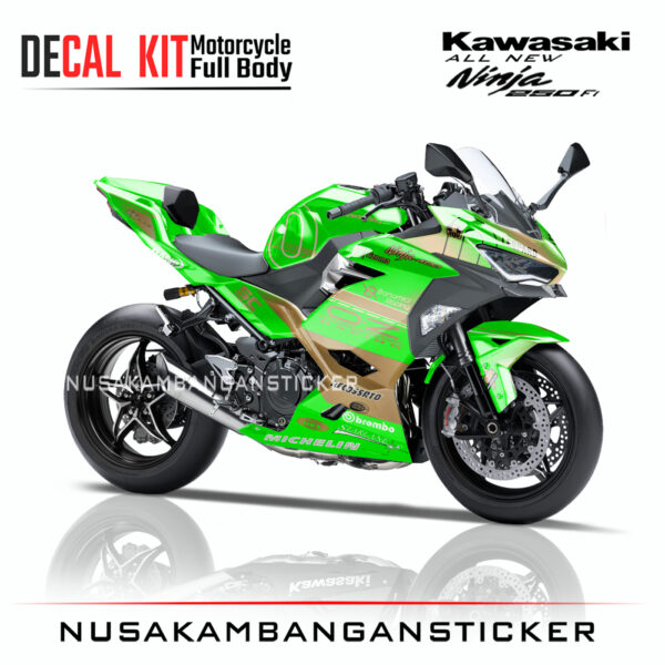 Decal Sticker Kawasaki All New Ninja 250 Fi 2018 Leopard Hijau 03 Modifikasi Stiker Full Body