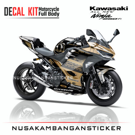 Decal Sticker Kawasaki All New Ninja 250 Fi 2018 Leopard Hitam 01 Modifikasi Stiker Full Body