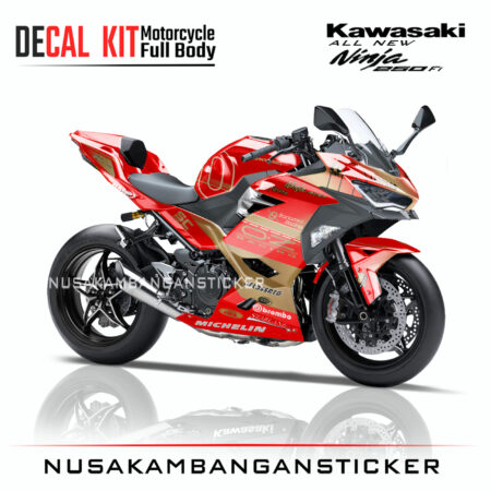 Decal Sticker Kawasaki All New Ninja 250 Fi 2018 Leopard Merah 04 Modifikasi Stiker Full Body