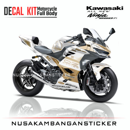 Decal Sticker Kawasaki All New Ninja 250 Fi 2018 Leopard Putih 02 Modifikasi Stiker Full Body