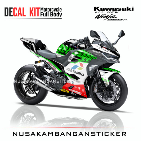 Decal Sticker Kawasaki All New Ninja 250 Fi 2018 Mandalika Hijau 03 Modifikasi Stiker Full Body