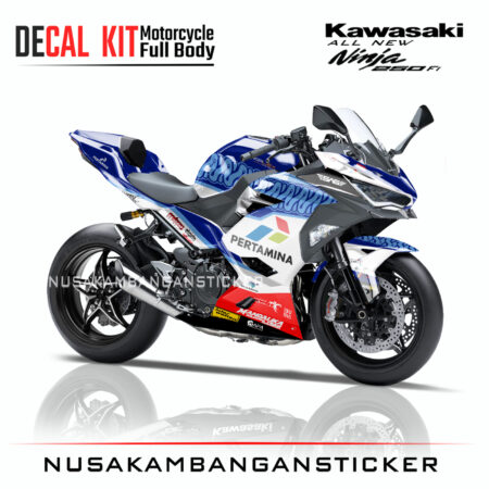 Decal Sticker Kawasaki All New Ninja 250 Fi 2018 Mandalika biru 01 Modifikasi Stiker Full Body