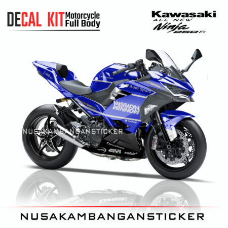 Decal Sticker Kawasaki All New Ninja 250 Fi 2018 Mission Winnow Biru 03 Modifikasi Stiker Full Body