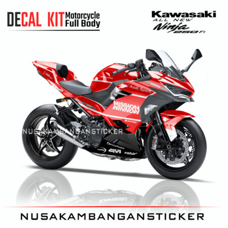 Decal Sticker Kawasaki All New Ninja 250 Fi 2018 Mission Winnow Merah 01 Modifikasi Stiker Full Body