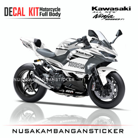 Decal Sticker Kawasaki All New Ninja 250 Fi 2018 Mission Winnow Putih 05 Modifikasi Stiker Full Body