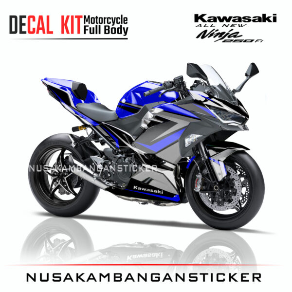 Decal Sticker Kawasaki All New Ninja 250 Fi 2018 Motocard Grafis Biru 02 Modifikasi Stiker Full Body