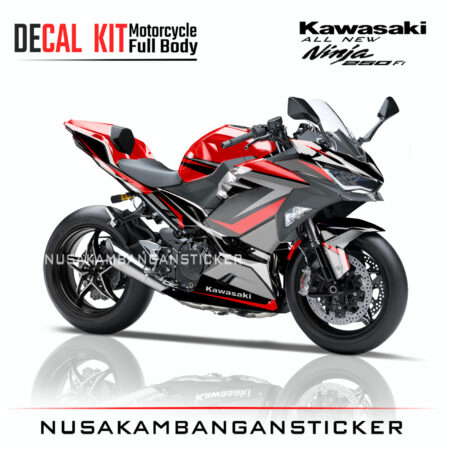 Decal Sticker Kawasaki All New Ninja 250 Fi 2018 Motocard Grafis abu 01 Modifikasi Stiker Full Body