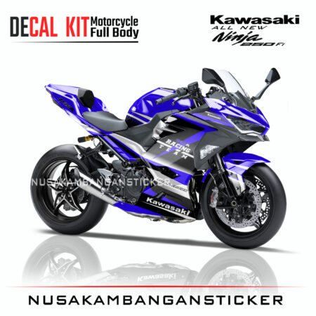 Decal Sticker Kawasaki All New Ninja 250 Fi 2018 Racing Team Biru 02 Modifikasi Stiker Full Body