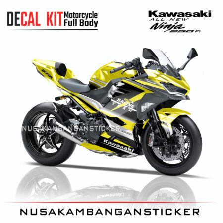 Decal Sticker Kawasaki All New Ninja 250 Fi 2018 Racing Team Kuning 04 Modifikasi Stiker Full Body