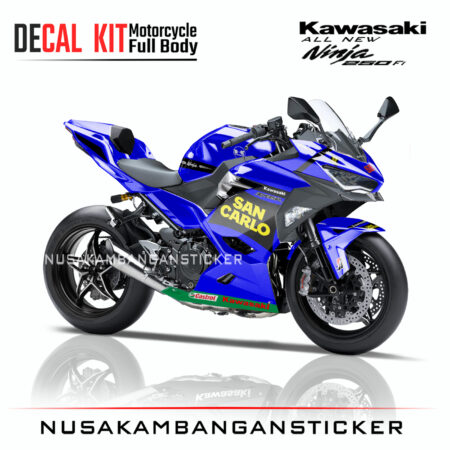 Decal Sticker Kawasaki All New Ninja 250 Fi 2018 San Carlo Biru 05 Modifikasi Stiker Full Body