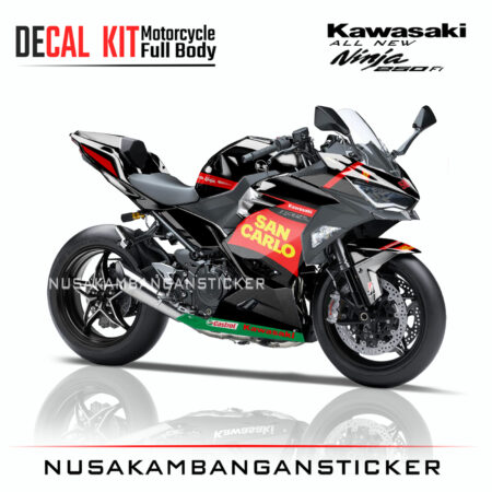 Decal Sticker Kawasaki All New Ninja 250 Fi 2018 San Carlo Hitam 02 Modifikasi Stiker Full Body
