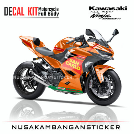Decal Sticker Kawasaki All New Ninja 250 Fi 2018 San Carlo Oren 04 Modifikasi Stiker Full Body