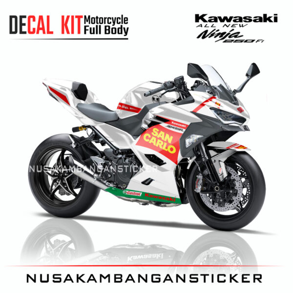 Decal Sticker Kawasaki All New Ninja 250 Fi 2018 San Carlo putih 01 Modifikasi Stiker Full Body
