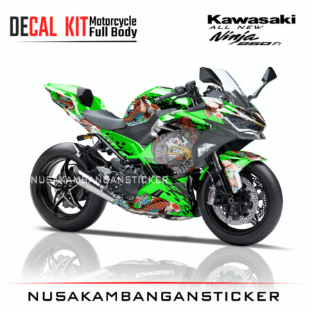 Decal Sticker Kawasaki All New Ninja 250 Fi 2018 Sticker Garuda Hijau 03Modifikasi Stiker Full Body