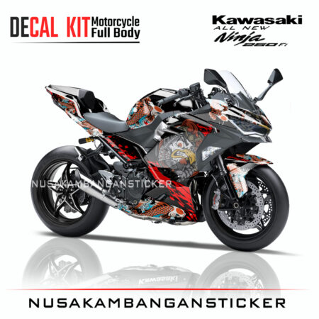 Decal Sticker Kawasaki All New Ninja 250 Fi 2018 Sticker Garuda Hitam 02 Modifikasi Stiker Full Body