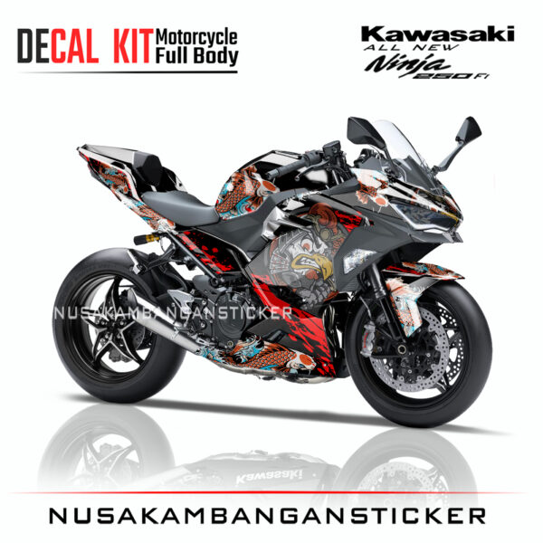 Decal Sticker Kawasaki All New Ninja 250 Fi 2018 Sticker Garuda Hitam 02 Modifikasi Stiker Full Body