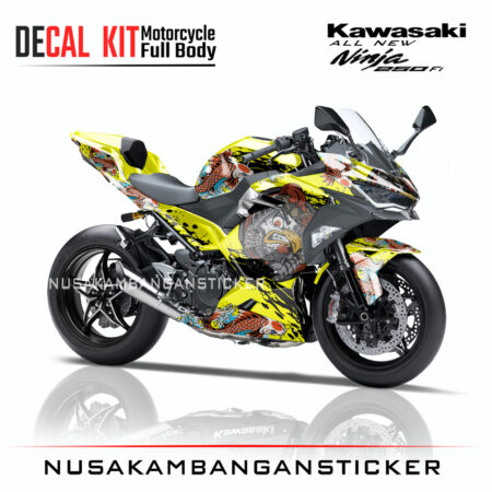 Decal Sticker Kawasaki All New Ninja 250 Fi 2018 Sticker Garuda Kuning 04 Modifikasi Stiker Full Body