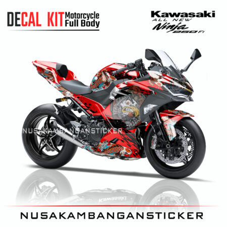 Decal Sticker Kawasaki All New Ninja 250 Fi 2018 Sticker Garuda Merah 01Modifikasi Stiker Full Body