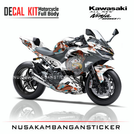 Decal Sticker Kawasaki All New Ninja 250 Fi 2018 Sticker Garuda Putih 05 Modifikasi Stiker Full Body