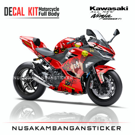 Decal Sticker Kawasaki All New Ninja 250 Fi 2018 Tazmania Merah 03 Modifikasi Stiker Full Body