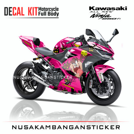 Decal Sticker Kawasaki All New Ninja 250 Fi 2018 Tazmania Pink 01 Modifikasi Stiker Full Body
