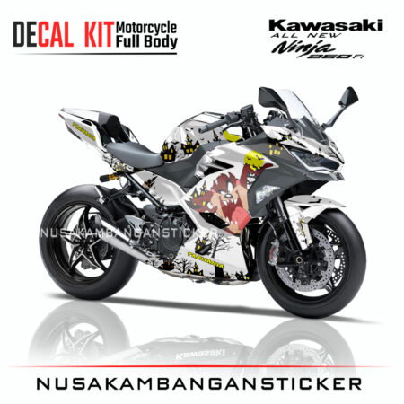 Decal Sticker Kawasaki All New Ninja 250 Fi 2018 Tazmania Putih 02 Modifikasi Stiker Full Body