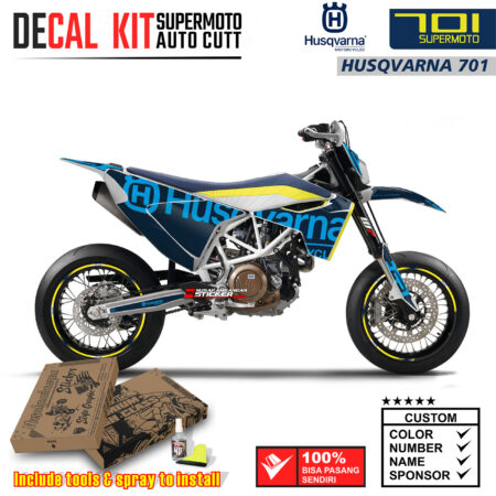 Decal Sticker Kit Dirtbike Husqvarna Supermoto Blue Motocross Graphic