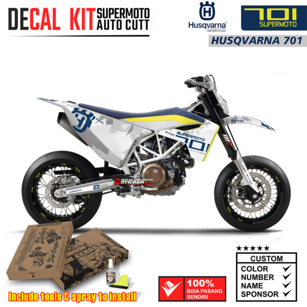 Decal Sticker Kit Dirtbike Husqvarna Supermoto Camo Flash White Motocross Graphic