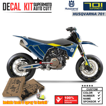 Decal Sticker Kit Dirtbike Husqvarna Supermoto Illustration Blue Motocross Graphic